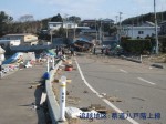 震災直後の追越地区：県道八戸階上線